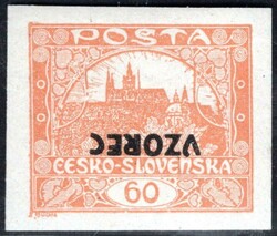 17a VZ FP, 60 h red-orange, imperforated, overprint VZOREC inverted, ...