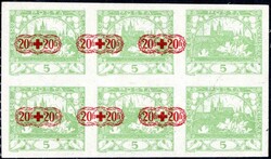 PLATE PROOF, Red Cross, overprint C to Hradčany 5 h light green, ...
