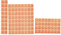 Majer No. 7, 60 h red, three large blocks without sheet edges (18 ...