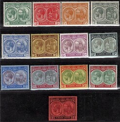 St. Kitts Nevis, SG 24-36, George V, 1/2 d-1 £, complete set