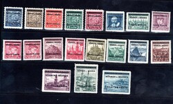 - 19, complete overprint series, tested by Gilbert