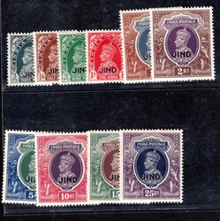 India/Jind - SG 127 - 136, George VI, complete set, cat. 375 pounds