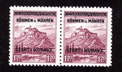 11, 1.20 CZK Mukachevo, double strip with plate variety without dot, ...