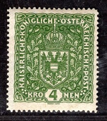 Austria - Mi. 202 II, coat of arms, wide format, dark green 4 K