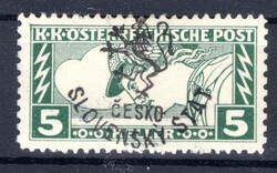 RV 63 D, Mareš's overprint on stamp 5 H green express with line ...