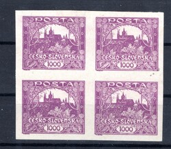 26 F, imperforated block of 4, Náchodskž forgery, violet 1000 h, ZP ...
