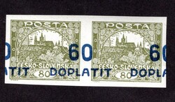 DL 23, 60 h / 80 H Hradčany, double strip with shifted overprint