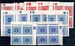 DL 57 - 64 ex, postage due, blocks of 4 with plate numbers, mostly ...