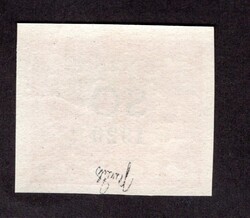 SO (4) N - 10 h unissued, red, imperforated piece, black overprint, ...