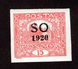 SO 5, 15 h brick red, imperforate piece, tested by Gilbert