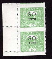 SO 4 B, 10 h green, line perforation 13 3/4, marginal double strip ...