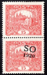 SO 5 A, STp, HZ 13 3/4:13 1/2, vertical double strip with overprint ...
