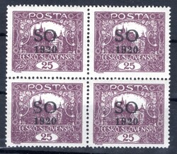SO 8 A, type I., 25 h purple HZ 13 3/4: 13 1/2 , block of four