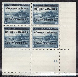 19 K, lower right corner block of 6 with coupons and plate number 1, ...