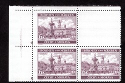 46, 6 CZK České Budějovice, corner block of 4 with coupon, and ...