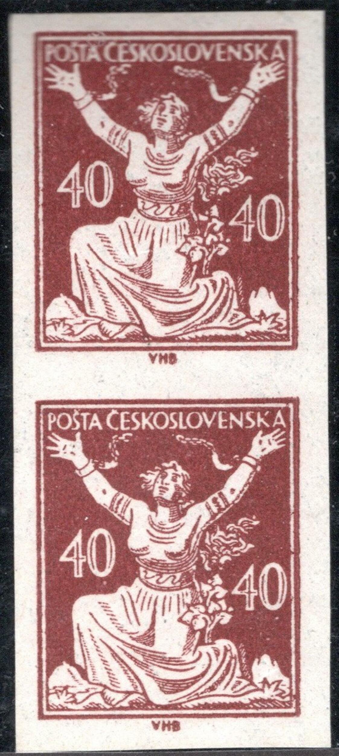 154 N, type II, OR, vertical imperforated double strip, brown 40 h, ...