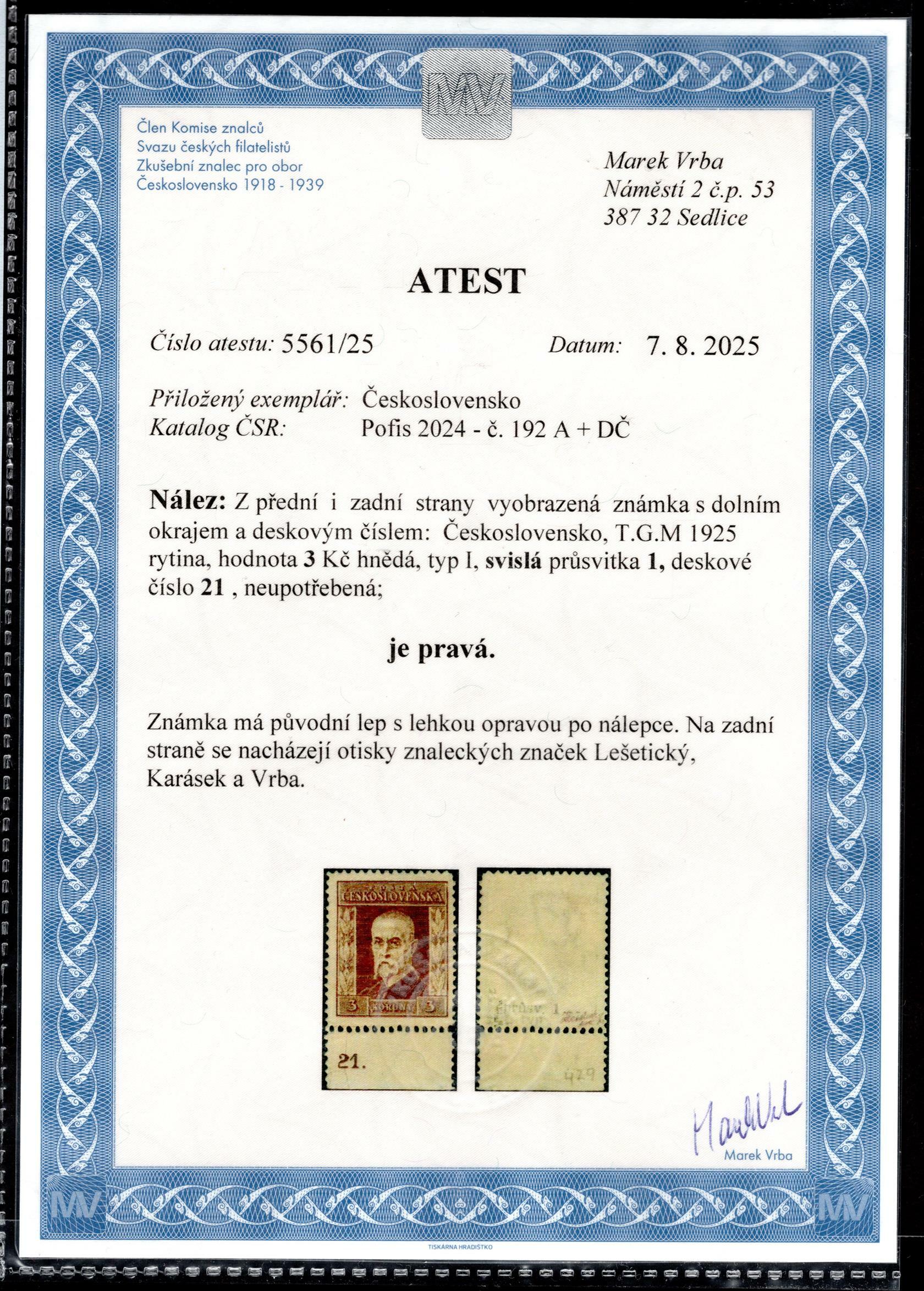 Image 2 for lot number 3535 for Filatelie Flaska 61. Auktion