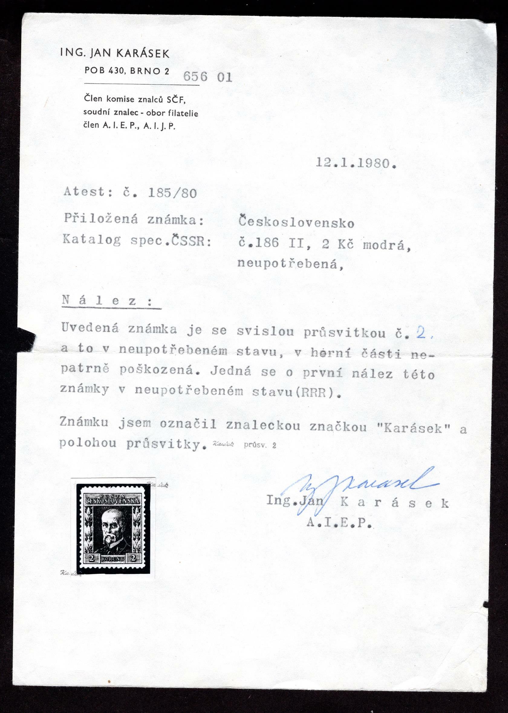 Image 3 for lot number 3546 for Filatelie Flaska 61. Auktion