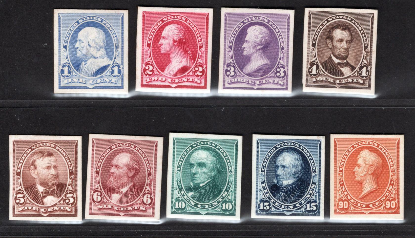 USA 1890-1893, Scott P219-P229, PLATE PROOFS "Presidents and ...