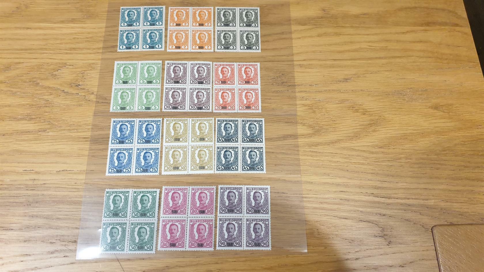 Austria - Feldpost - Mi. I - XIII, (without XI), (60 h in 4-block has ...