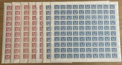Sy. D1 – D12, Doplatní Holubice, twelve 100-stamp sheets, ...
