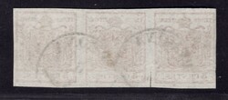 1 XI, three-strip 5 Centes orange, handmade paper, type I - backed ...