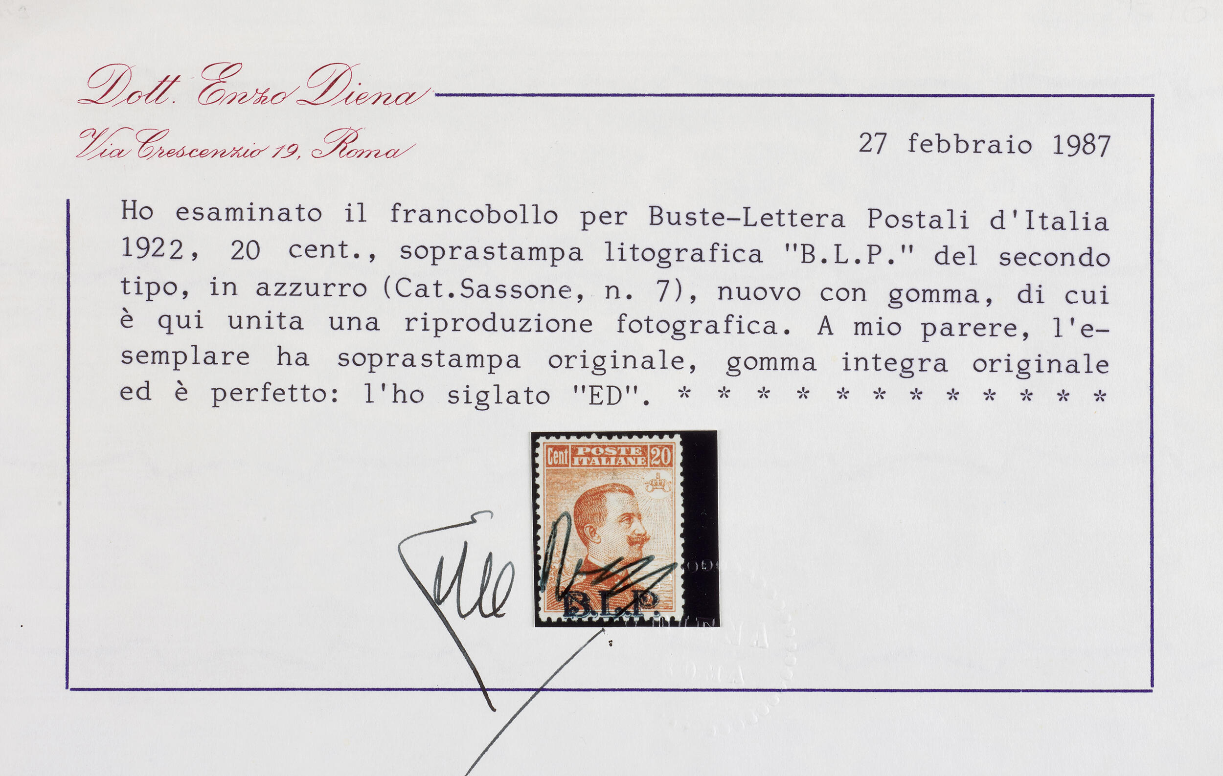 Image 2 for lot number 170 for Wannenes Philately - Auction 588