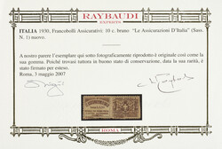 1930. Prima emissione 10 c. bruno nuovo con gomma originale. Molto ...