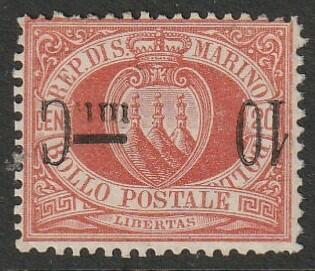 1892, "Coat of Arms with inverted overprint on different character", ...
