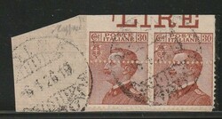 1922, 30 Centesimi, used pair, with strong horizontal moved ...