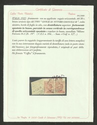 1922, 30 Centesimi, used pair, with strong horizontal moved ...