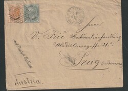 1879, beatiful cover from Tunisi to Prag, "via piroscafi italiani", ...