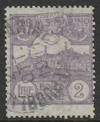 1903, Definitive, 2 Lire violett, used, very fine quality. Sassone ...