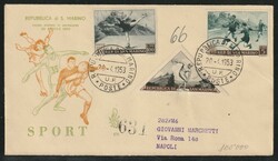 1953, "Sport" the complete set on 3 FDC, luxus quality