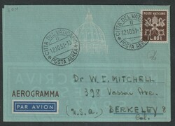 1951, Air letter, from Città del Vaticano to Berkeley (USA) , very ...