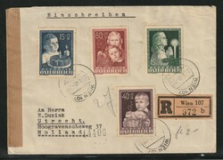 1949, "children relief", the complete set on registered cover from ...
