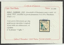 1919, "Provisional bisected" on piece, attest Caffaz "Perfetto"