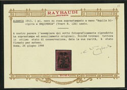 1913, "overprinted" 1 Pia.black on rosa, used, outstanding qualoty, ...