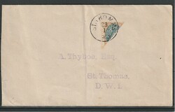 Bisected stamp used on cover to St. Thomas, fine quality