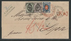 1872, beautiful commercial cover from St. Petersburg to Lyon, bearing ...