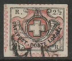 1850, "Winterthur", 2 1/2 rappen used, good margins, fresh and fine ...