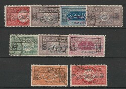 1925, Hedjaz, overpirnted set in blue, used, the two top values with ...