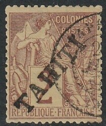 1893, 2 Cents "hand overpeinted Tahiti", used in fine quality, signed ...