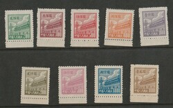 1950, "definitves", the complete set of 9 values, wihout gum as ...