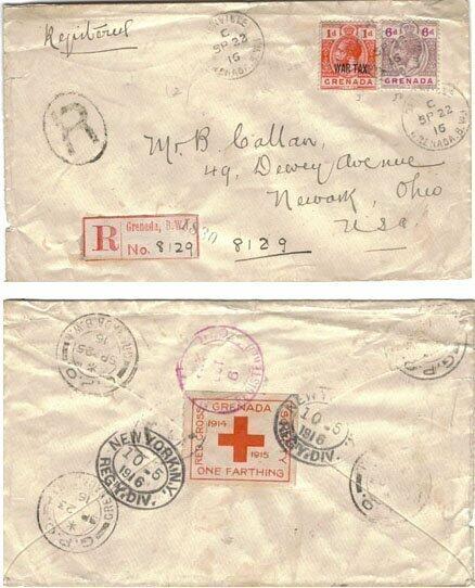 Grenada 1916 Grenville Envelope Registered & Sent to the United ...