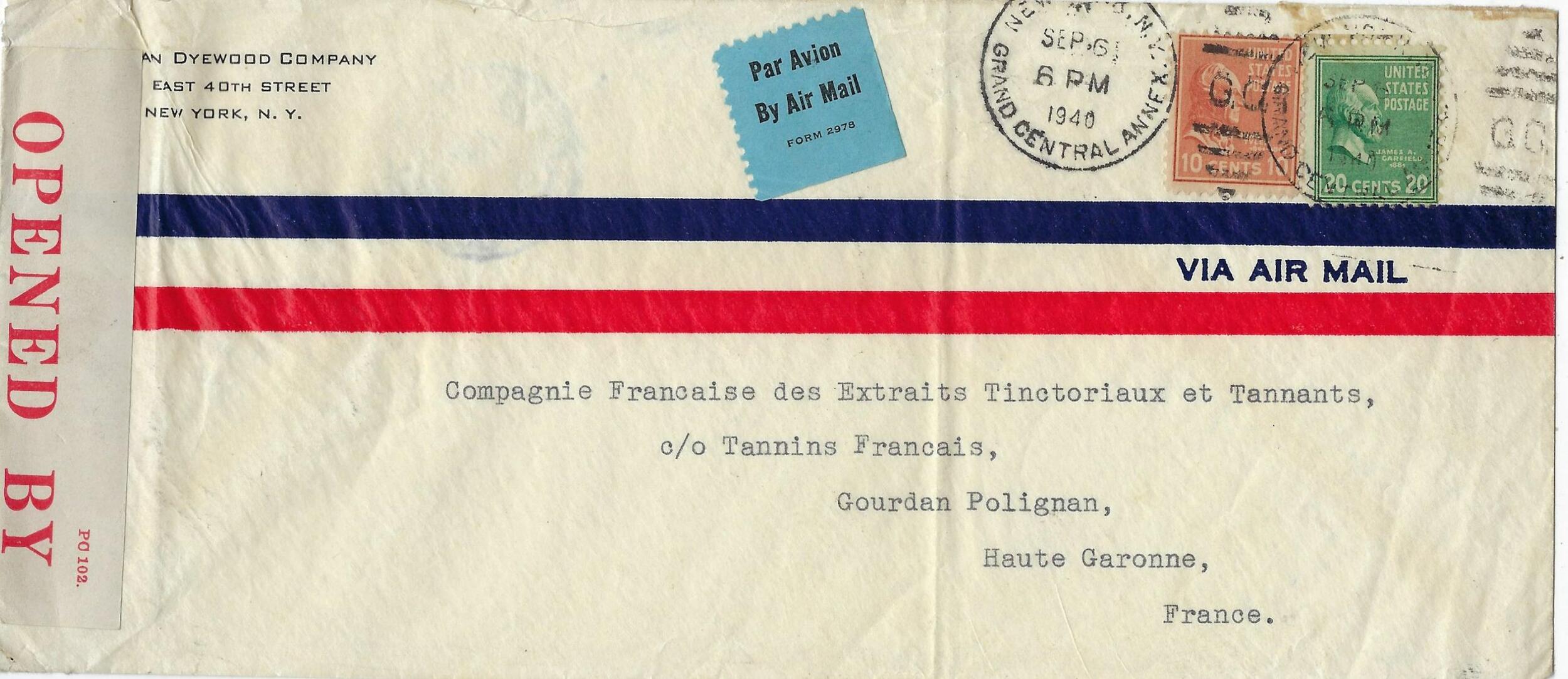 Bermuda 1940 (6 September) New York (US) Envelope Censored Airmail ...