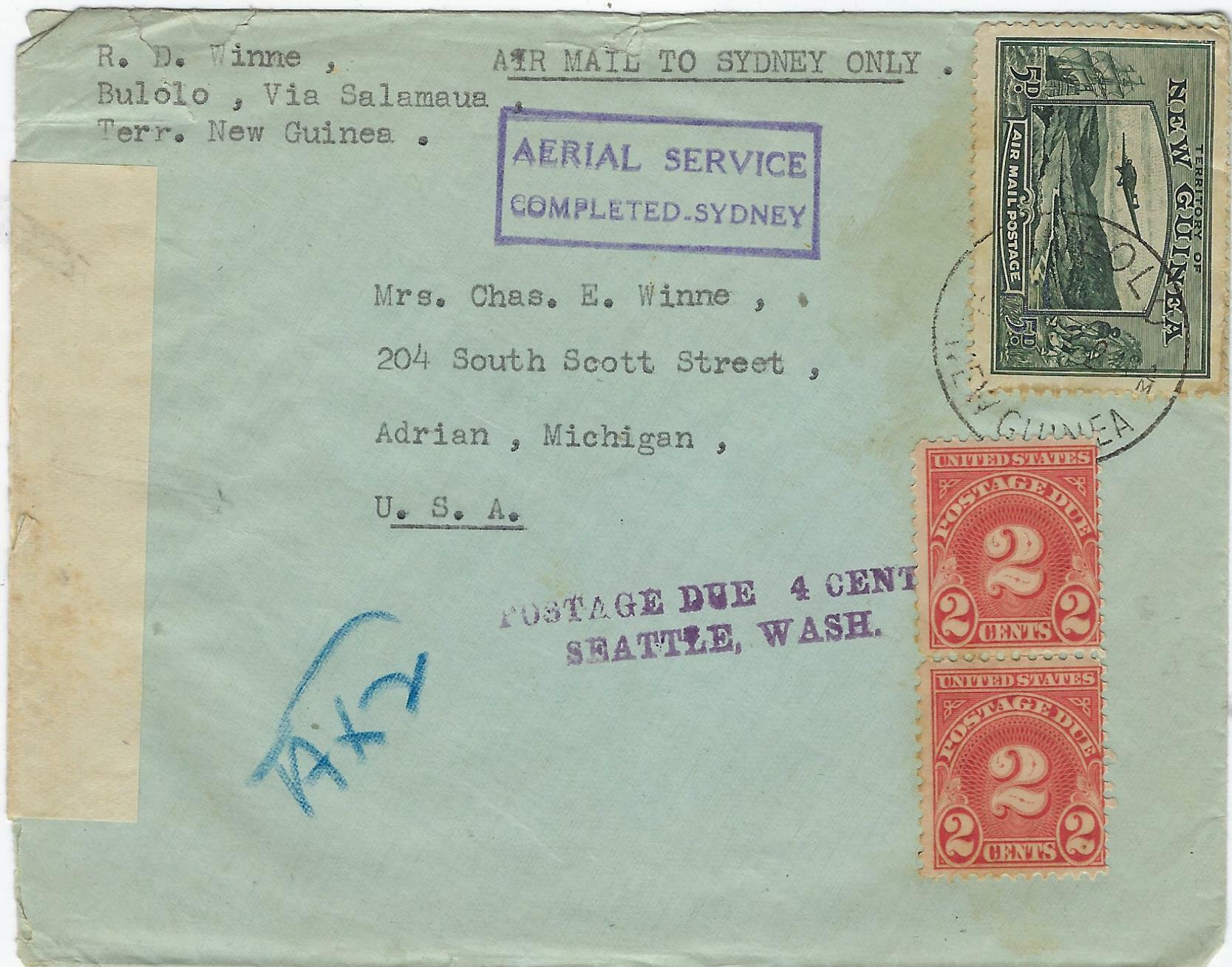 New Guinea [1942] Bulolo Envelope “Airmail to Sydney Only” ...