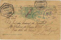 Nyassa 1916 Metonia 10c Postal Card Twice Censored Sent to Lisbon, ...