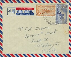 Falkland Islands 1952 Stanley Envelope Sent via Airmail to the United ...