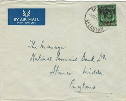 Malaya / Kelantan 1945 Kota Bharu Envelope Sent via Airmail Staines, ...